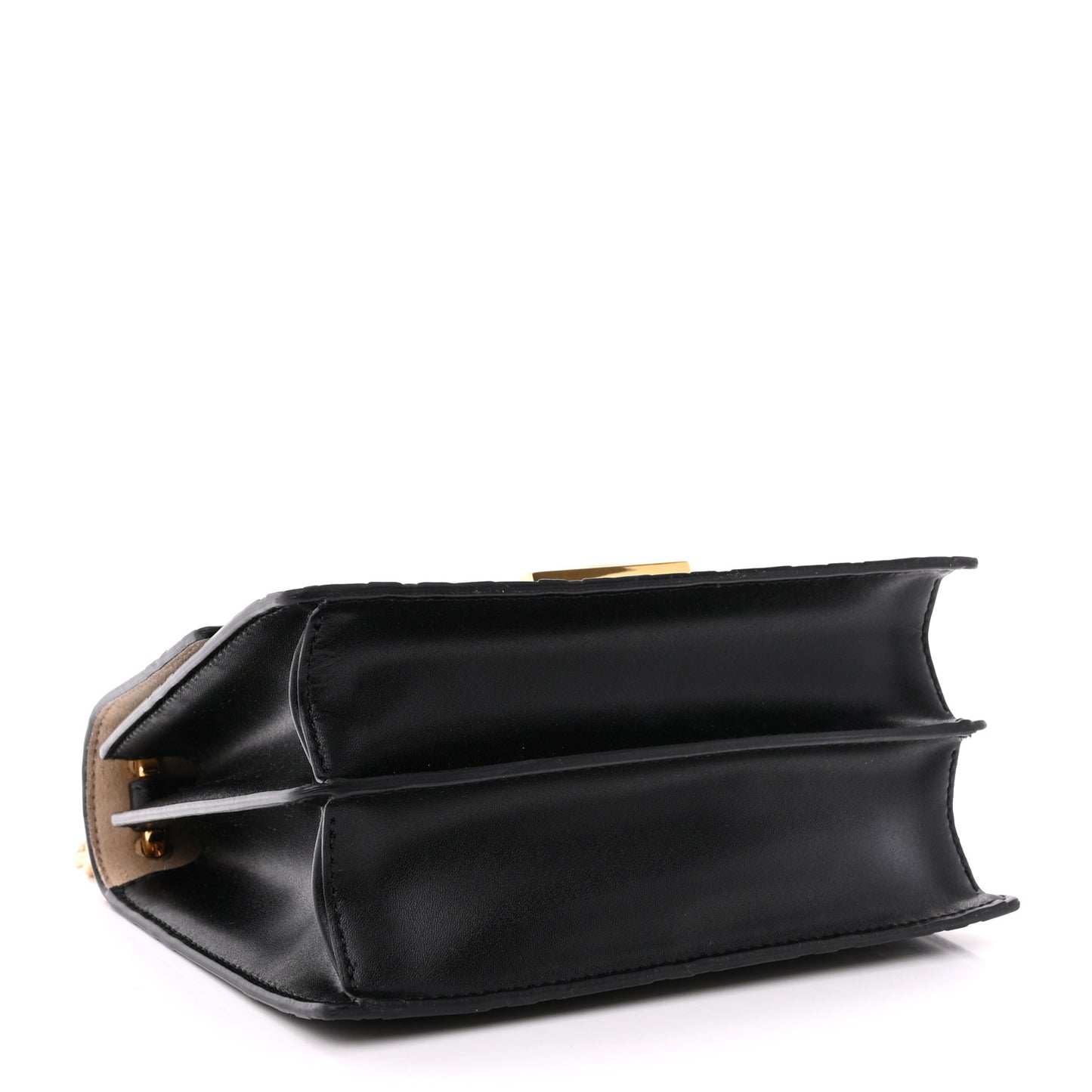 Vitello Liberty Bi-Color FF 1974 Embossed Small Kan U Shoulder Bag Maya Black