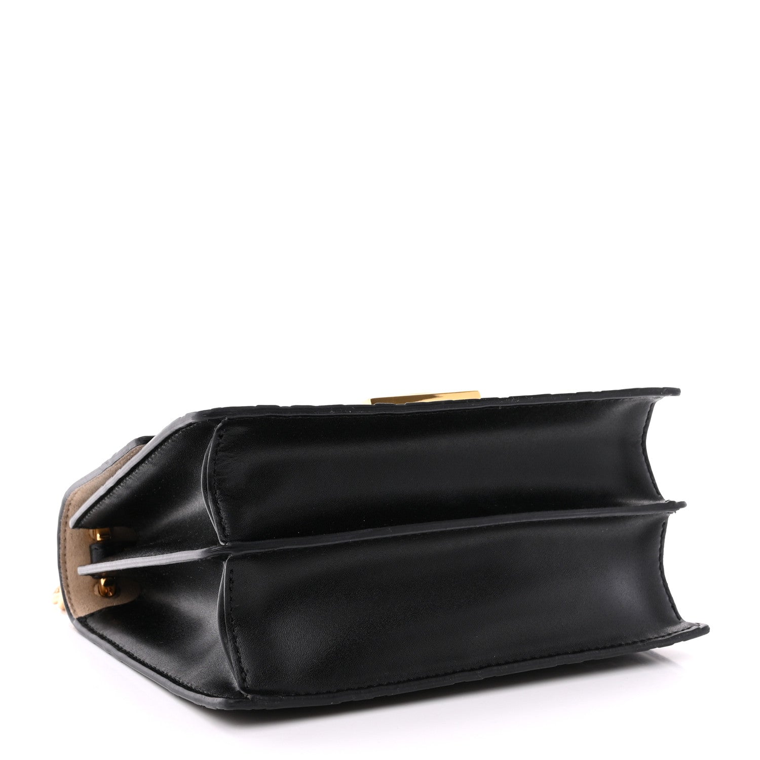 Fendi Vitello Liberty Bi-Color FF 1974 Embossed Small Kan U Shoulder Bag Maya Black 4 of 11
