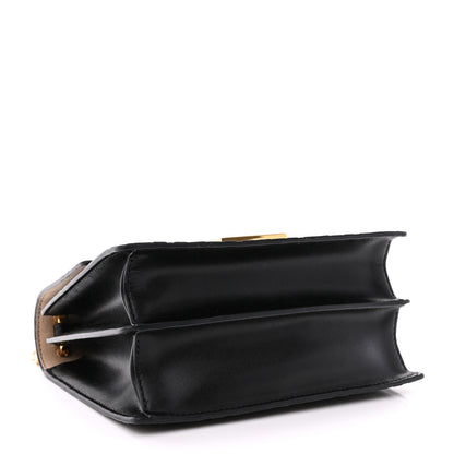 Fendi Vitello Liberty Bi-Color FF 1974 Embossed Small Kan U Shoulder Bag Maya Black 4 of 11