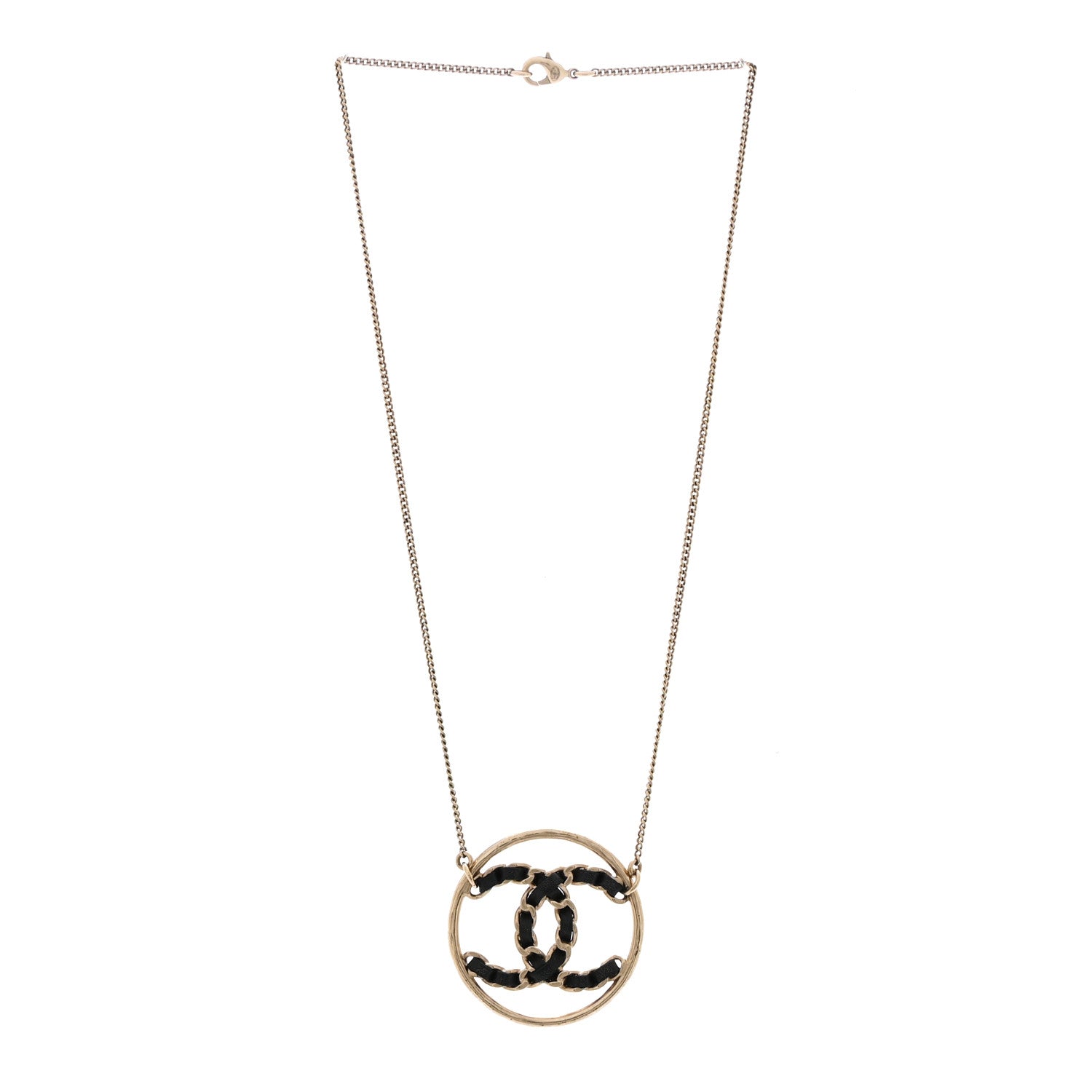 Chanel Lambskin CC Chain Necklace Gold Black 3 of 6