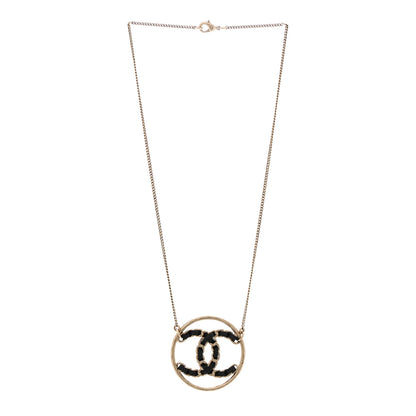 Chanel Lambskin CC Chain Necklace Gold Black 3 of 6