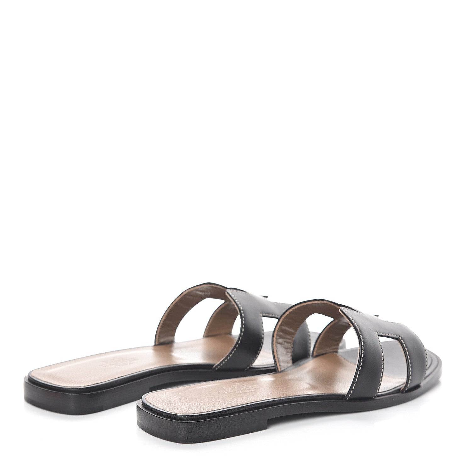 Hermes Box Calfskin Oran Sandals 35.5 Black 4 of 7