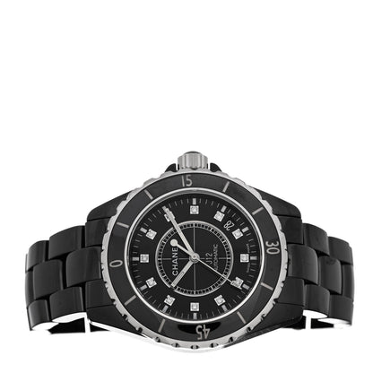 Chanel Stainless Steel Ceramic Diamond 38mm J12 Automatic Watch Black 2 of 5