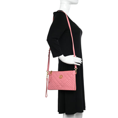 Versace Nappa Quilted Medusa Tribute Icon Flat Crossbody Bag Pink 2 of 11