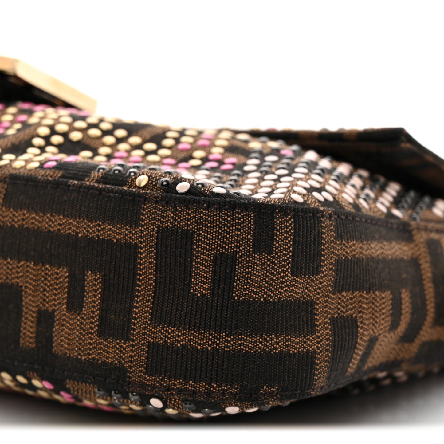 Zucca Snakeskin Studded Baguette Tobacco Multicolor