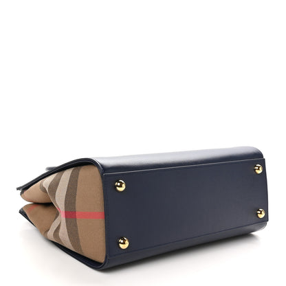 Burberry Calfskin Mega Check Small Banwell Tote Dark Canvas Blue 4 of 9