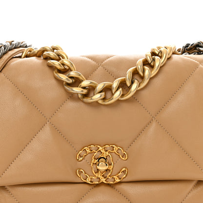 Chanel Lambskin Quilted Large Chanel 19 Flap Dark Beige 5 of 10