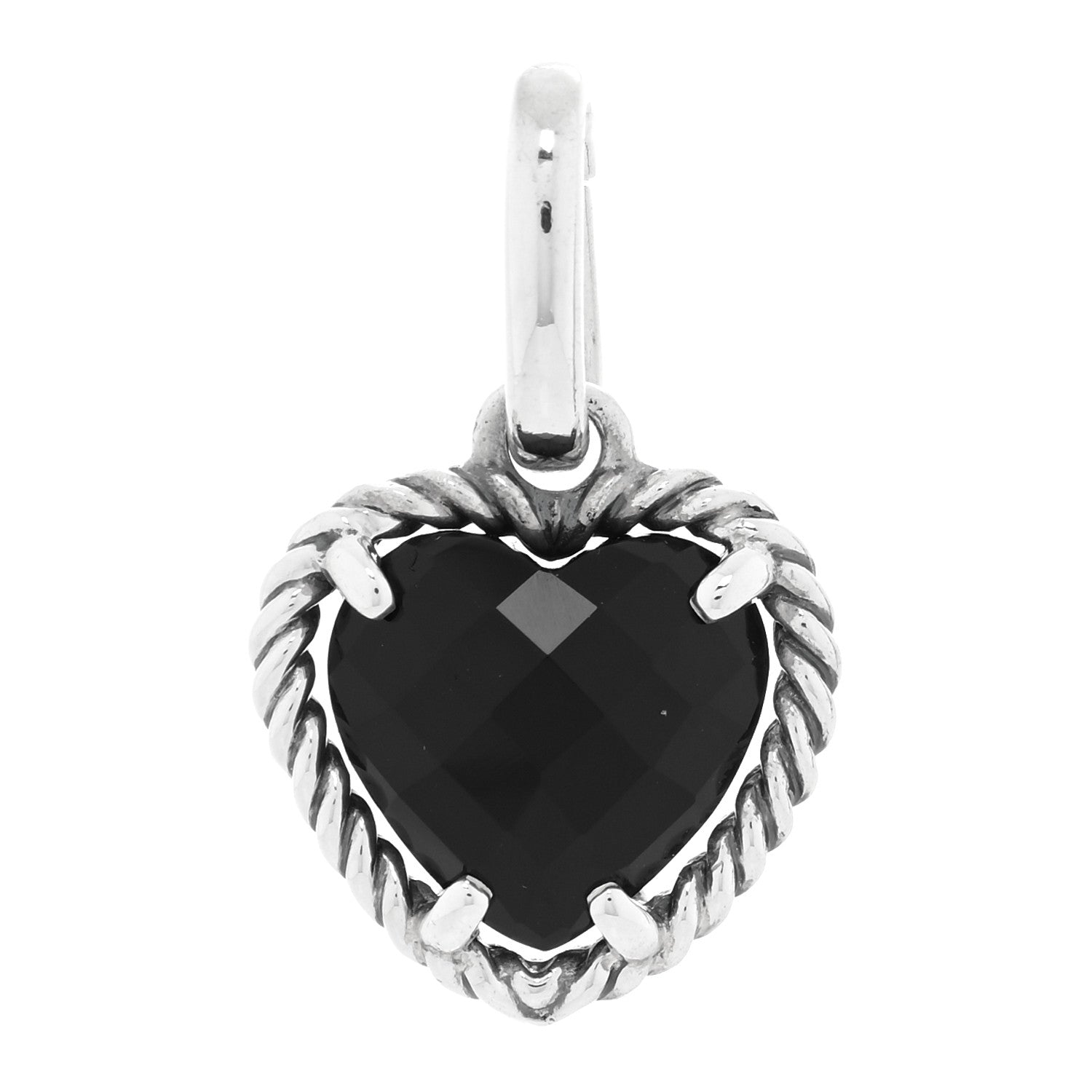 David Yurman Sterling Silver Black Onyx Heart Charm Pendant 1 of 3