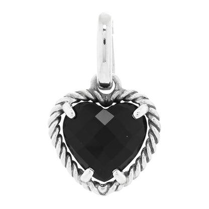 David Yurman Sterling Silver Black Onyx Heart Charm Pendant 1 of 3