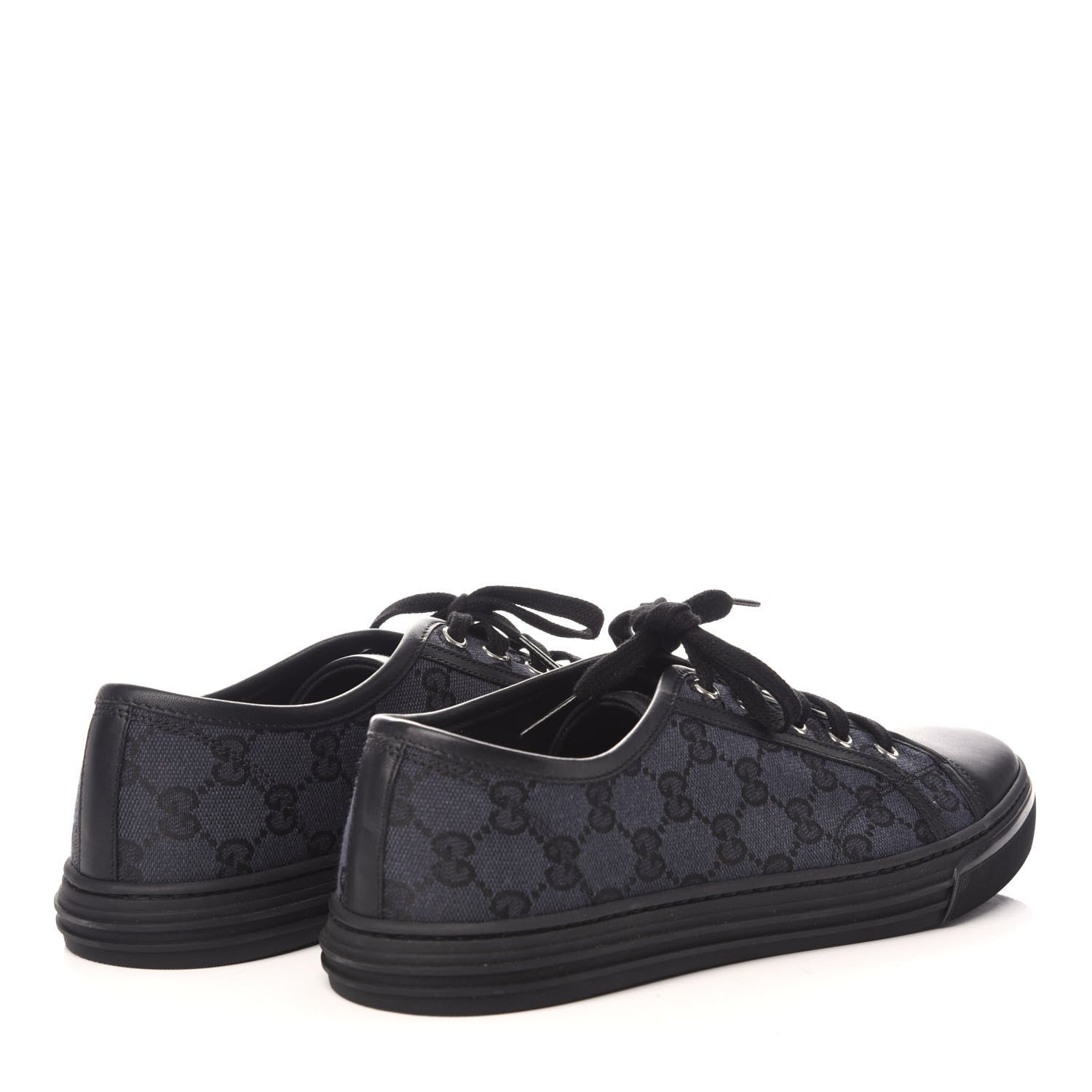 Gucci GG Monogram Calfskin Womens Low Top Sneakers 41 Piombo Black 4 of 7