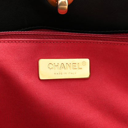 Chanel Lambskin Quilted Chanel 19 East West Shopping Bag Black 6 of 12