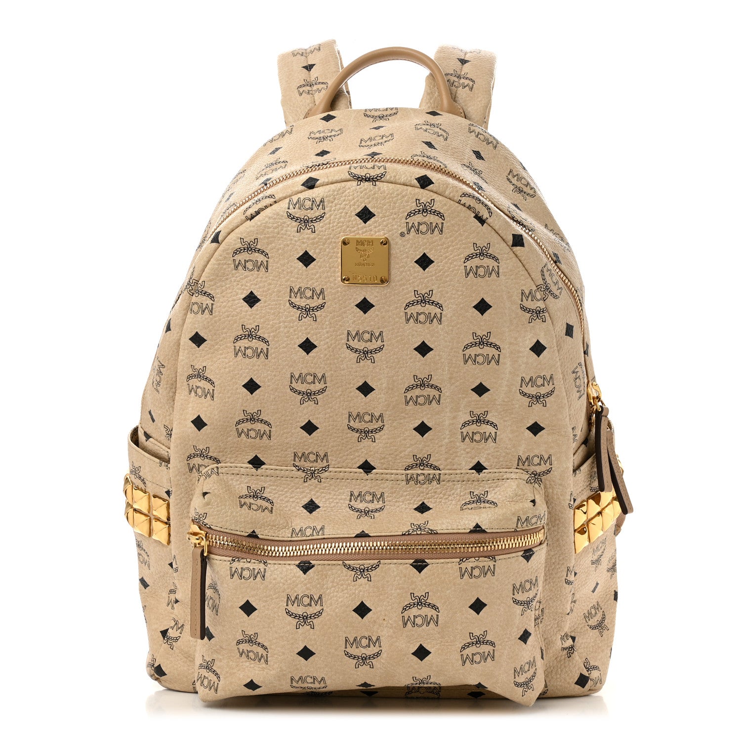 MCM Visetos Medium Studded Stark Backpack Beige 1 of 10