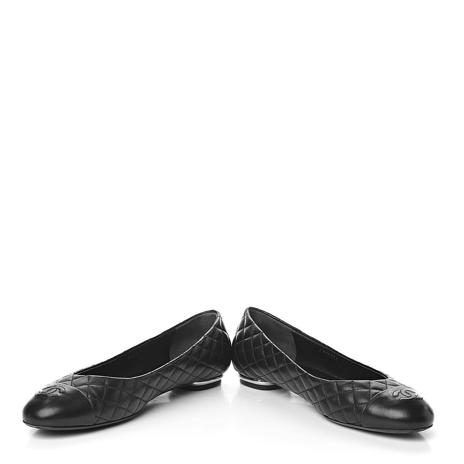 Chanel Lambskin Quilted CC Cap Toe Ballerina Flats 39 Black 9 of 11