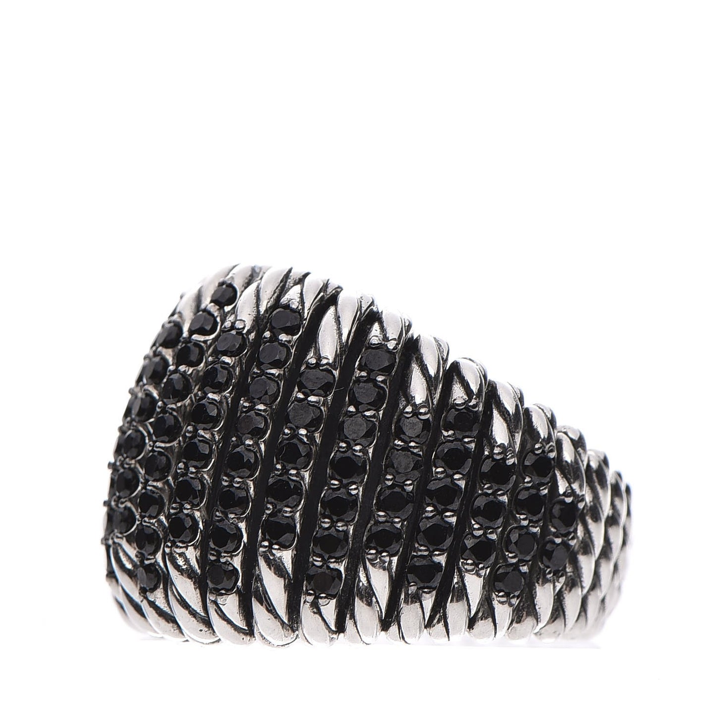Sterling Silver Black Spinel Tempo Ring 54 7