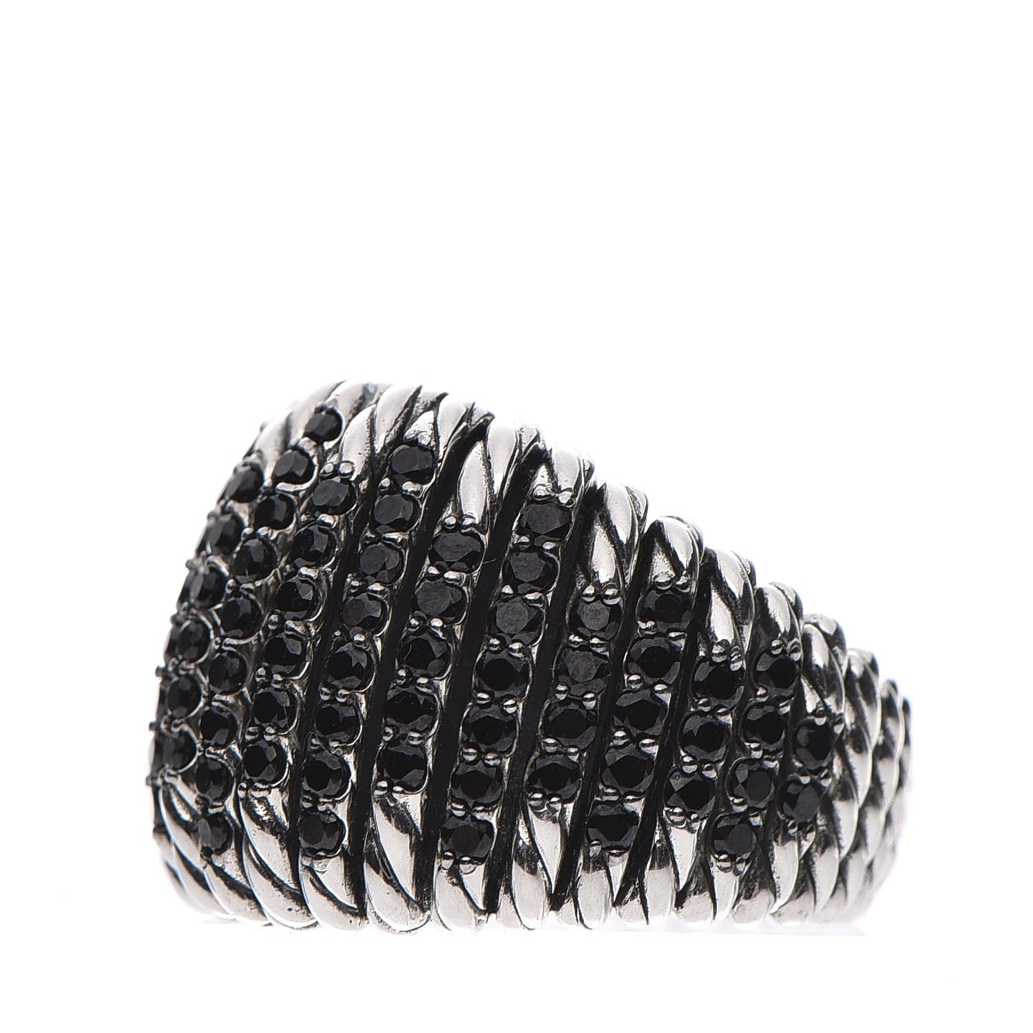 David Yurman Sterling Silver Black Spinel Tempo Ring 54 7 3 of 5