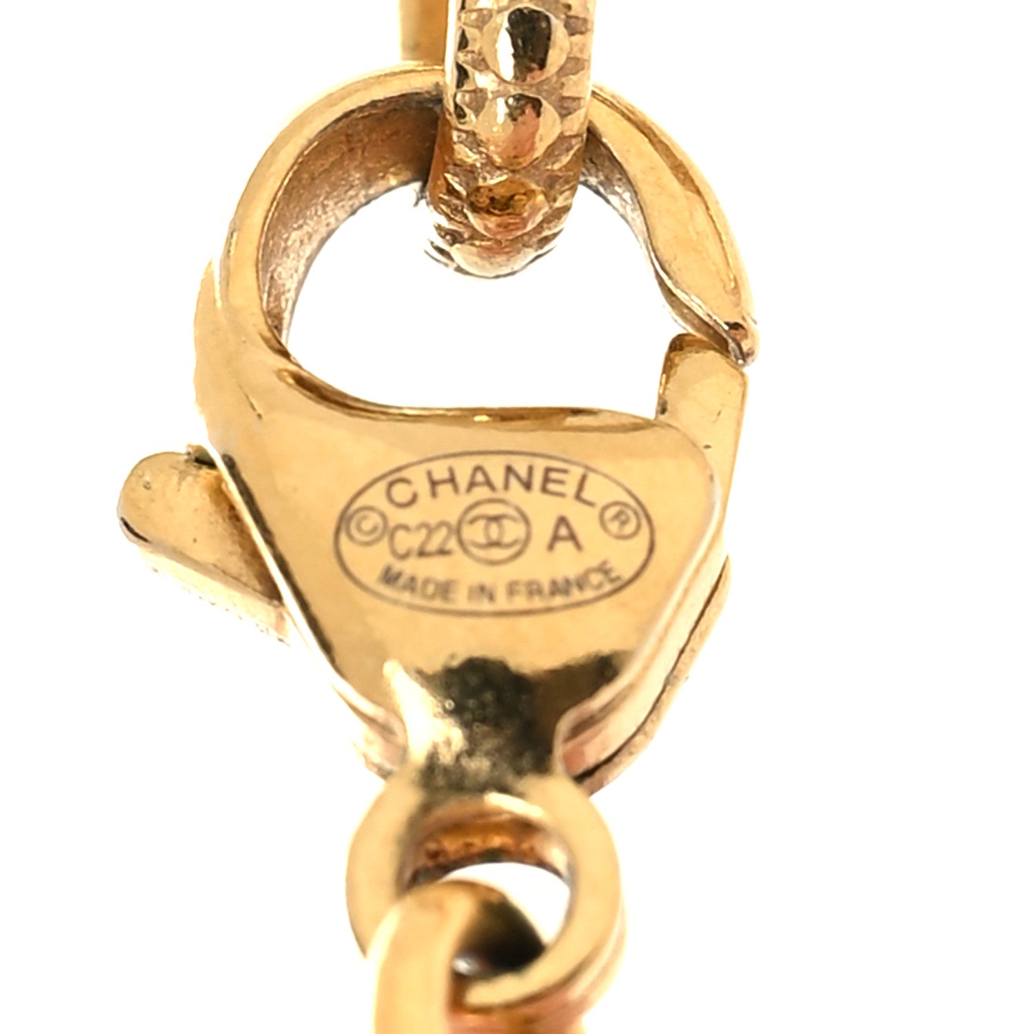 Chanel Pearl Beaded Crystal CC Necklace Gold Pink 5 of 6