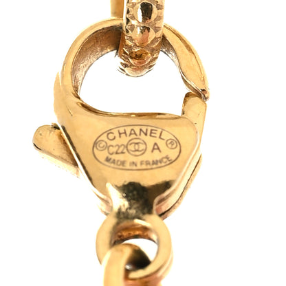 Chanel Pearl Beaded Crystal CC Necklace Gold Pink 5 of 6