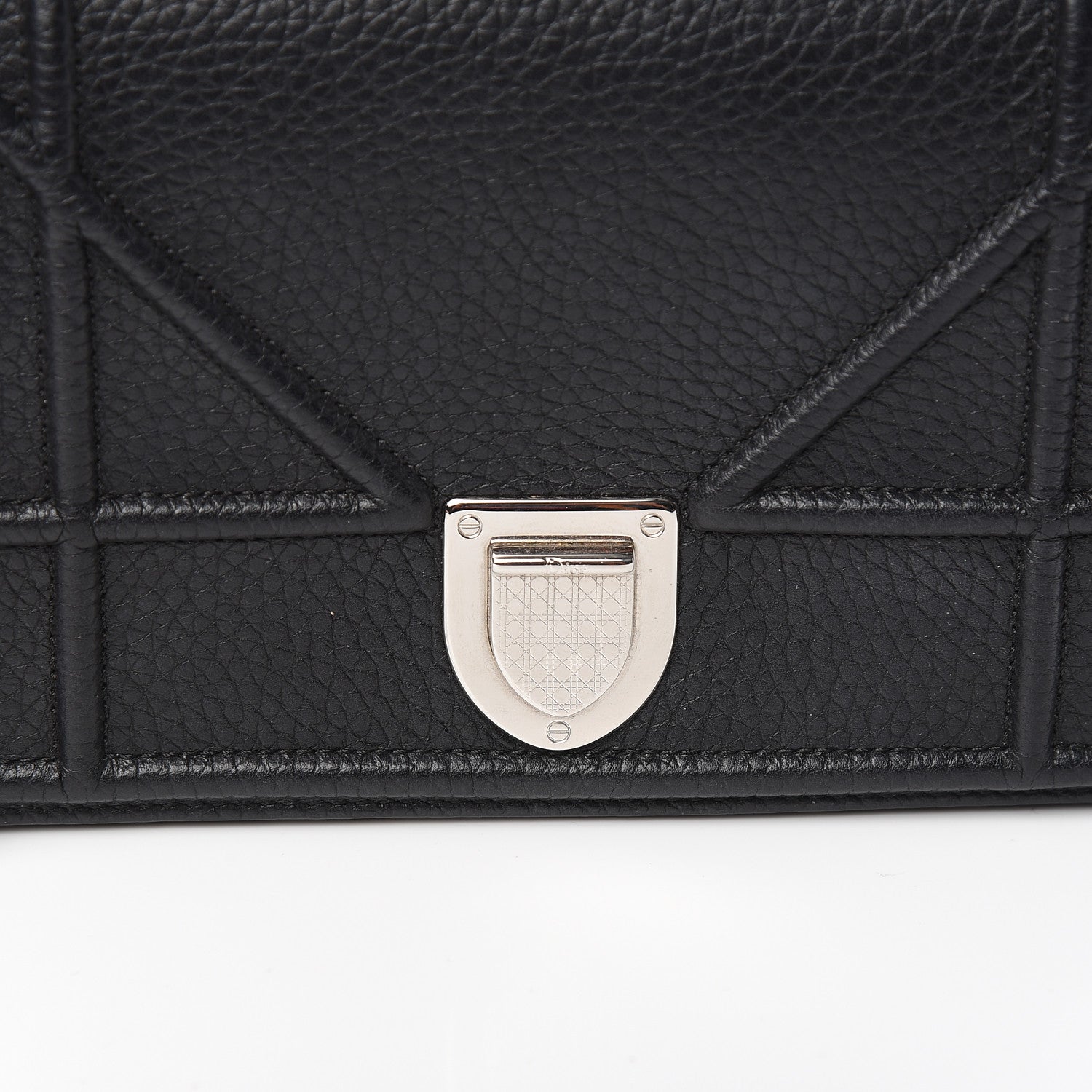 Christian Dior Grained Calfskin Diorama Wallet on Chain Pouch Black 12 of 13
