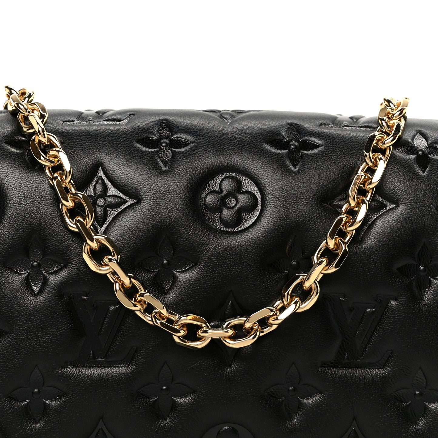 Lambskin Embossed Monogram Pochette Coussin Black