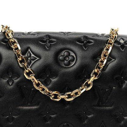 Louis Vuitton Lambskin Embossed Monogram Pochette Coussin Black 7 of 9