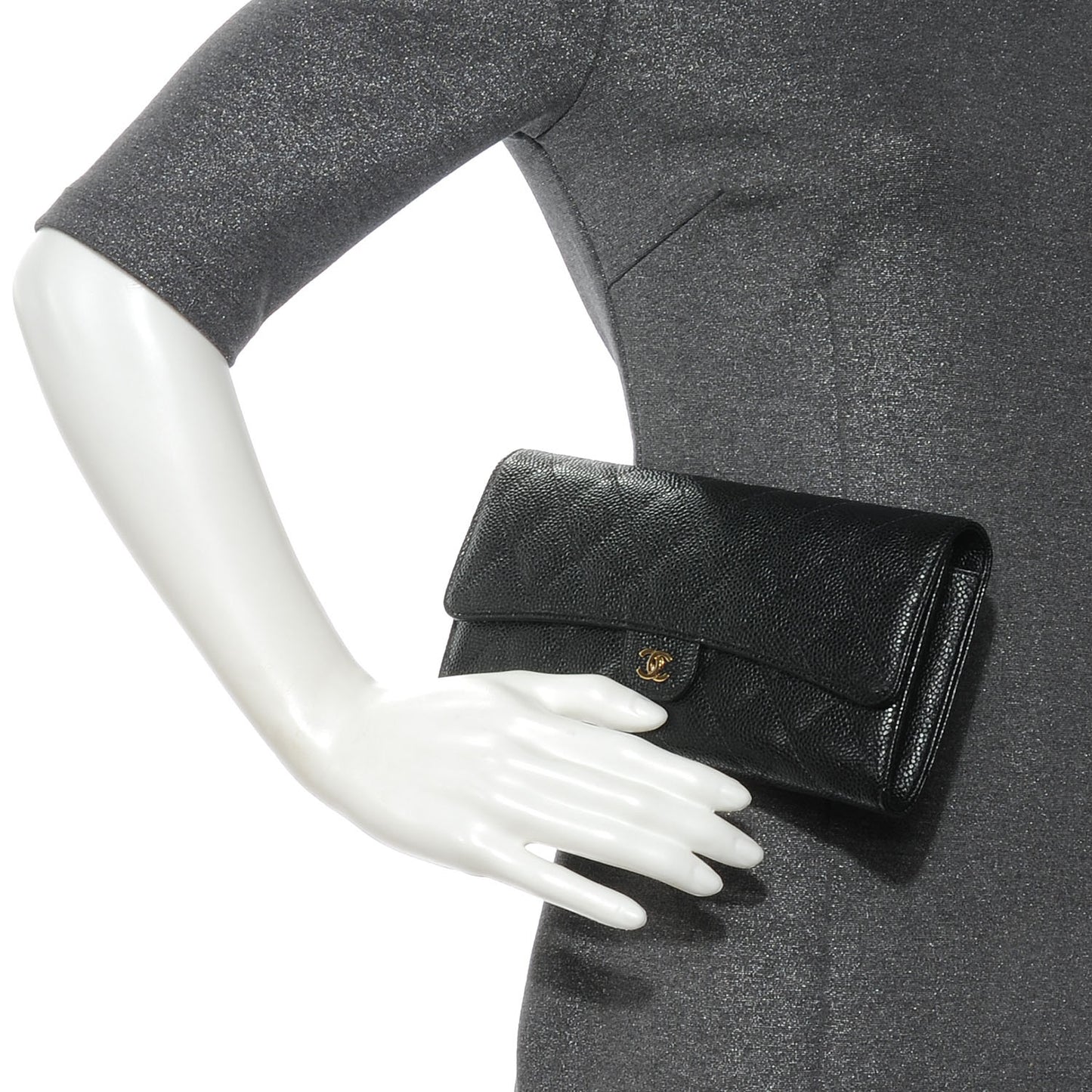 Caviar Quilted Travel Wallet Black