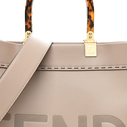 Fendi Vitello King Plexiglass Logo Embossed Medium Fendi Sunshine Shopper Tote Tortora 7 of 9