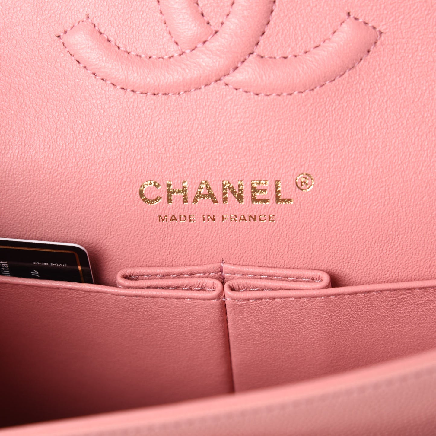 Caviar Chevron Quilted Medium Double Flap Pink