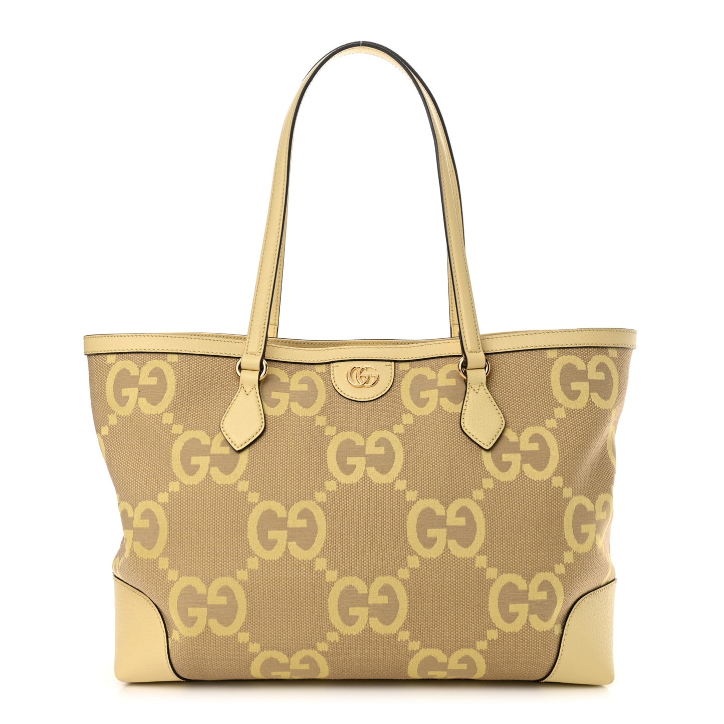 Monogram Jumbo GG Textured Dollar Calfskin Medium Ophidia Shopping Tote Beige Banana