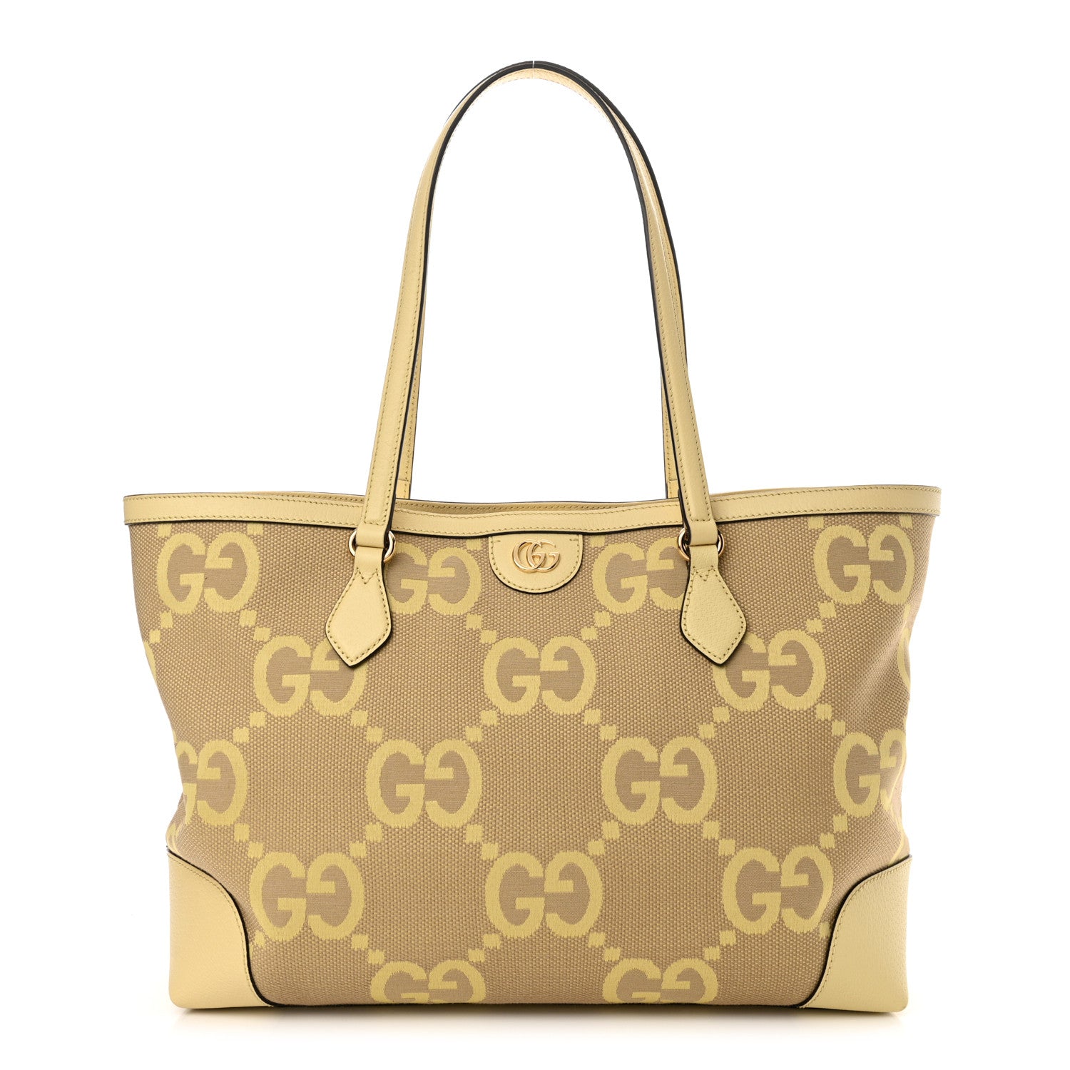 Gucci Monogram Jumbo GG Textured Dollar Calfskin Medium Ophidia Shopping Tote Beige Banana 1 of 10