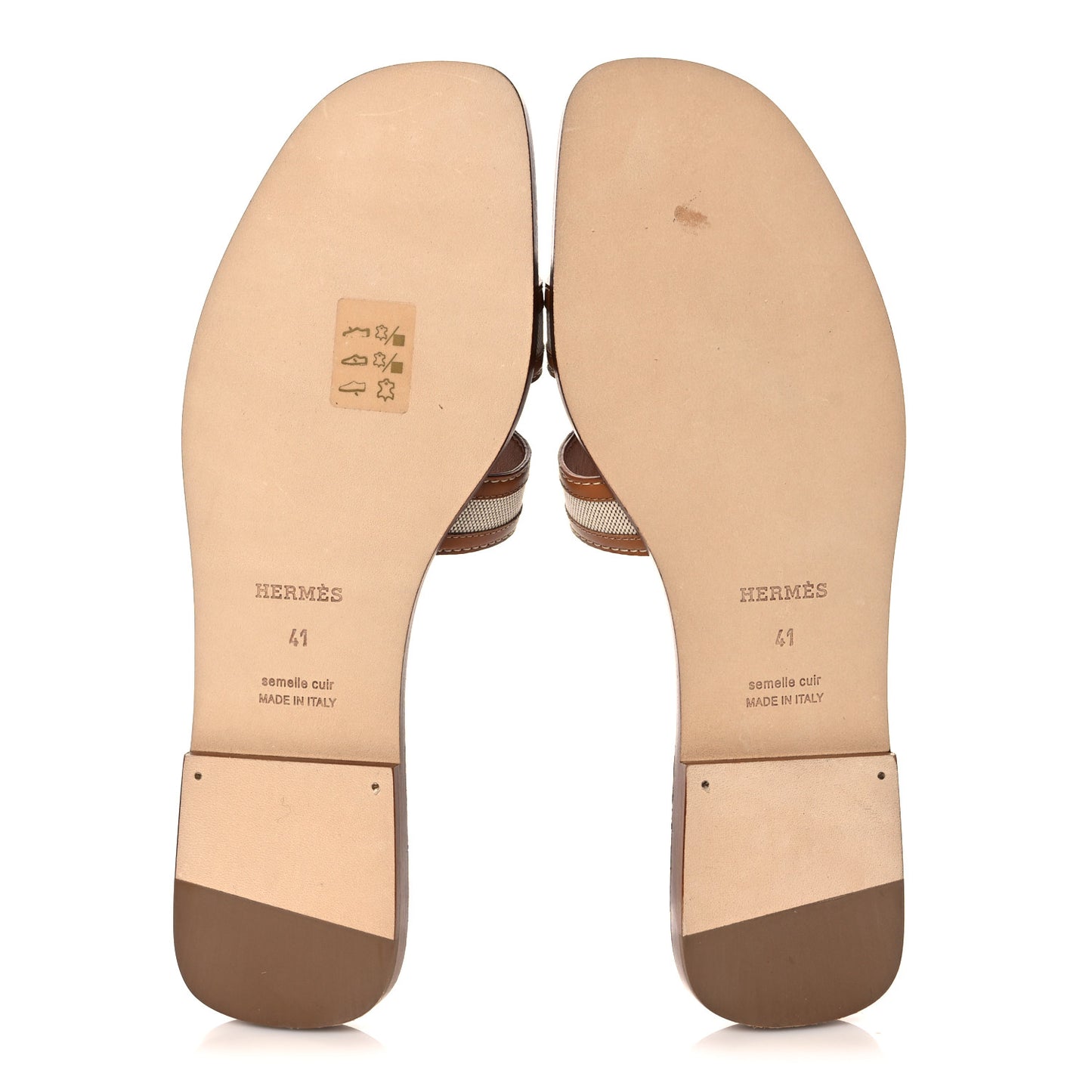 Calfskin Canvas Oran Sandals 41 Noisette Beige Dore