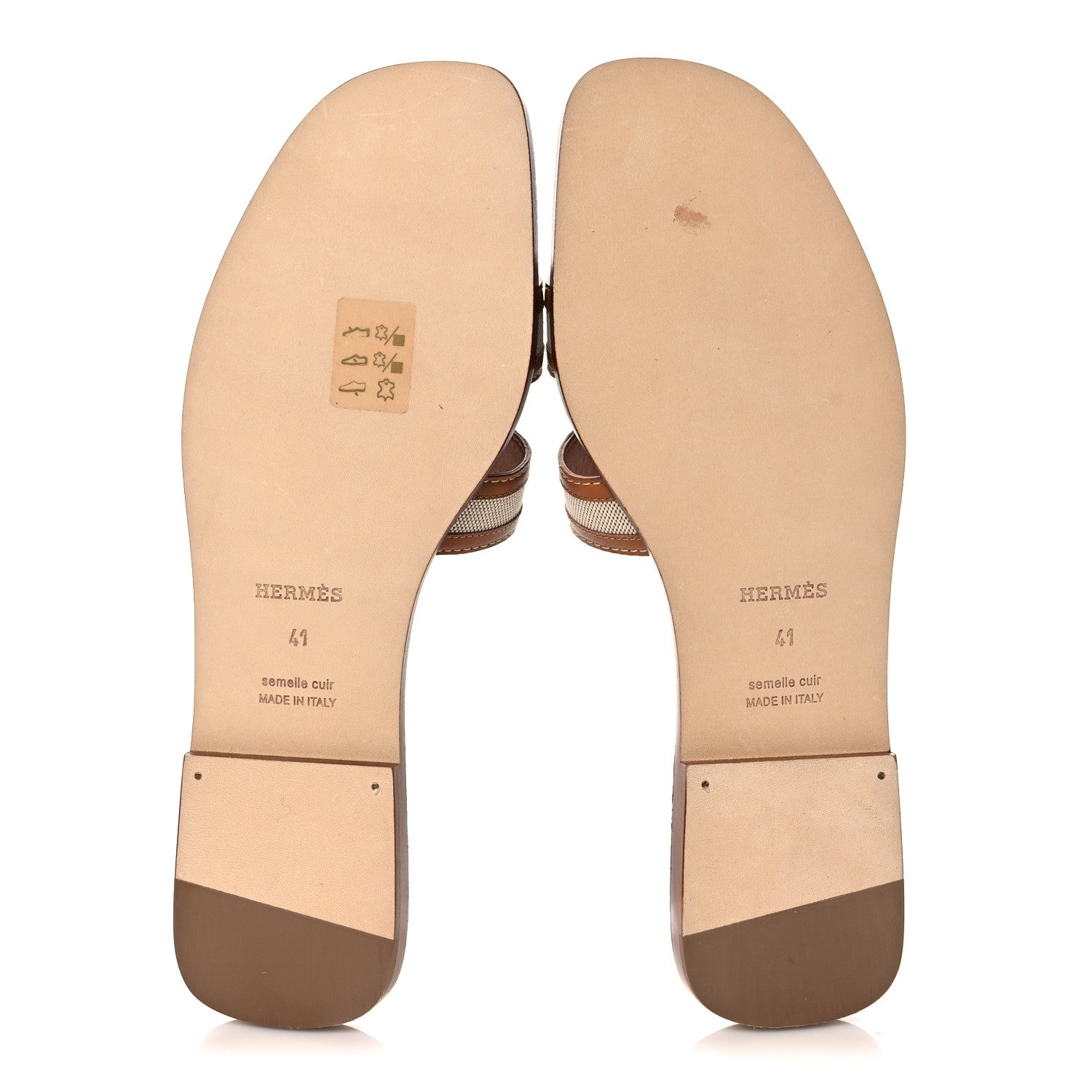 Hermes Calfskin Canvas Oran Sandals 41 Noisette Beige Dore 5 of 10