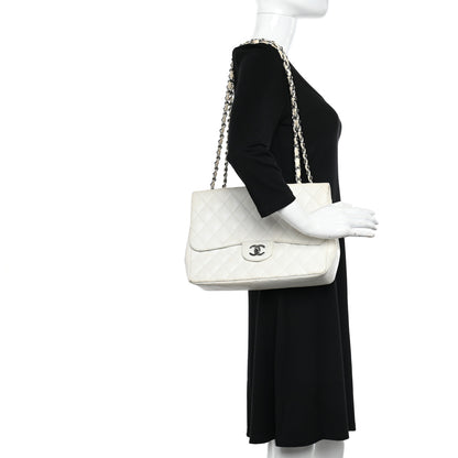 Chanel Caviar Quilted Jumbo Single Flap White 2 of 21