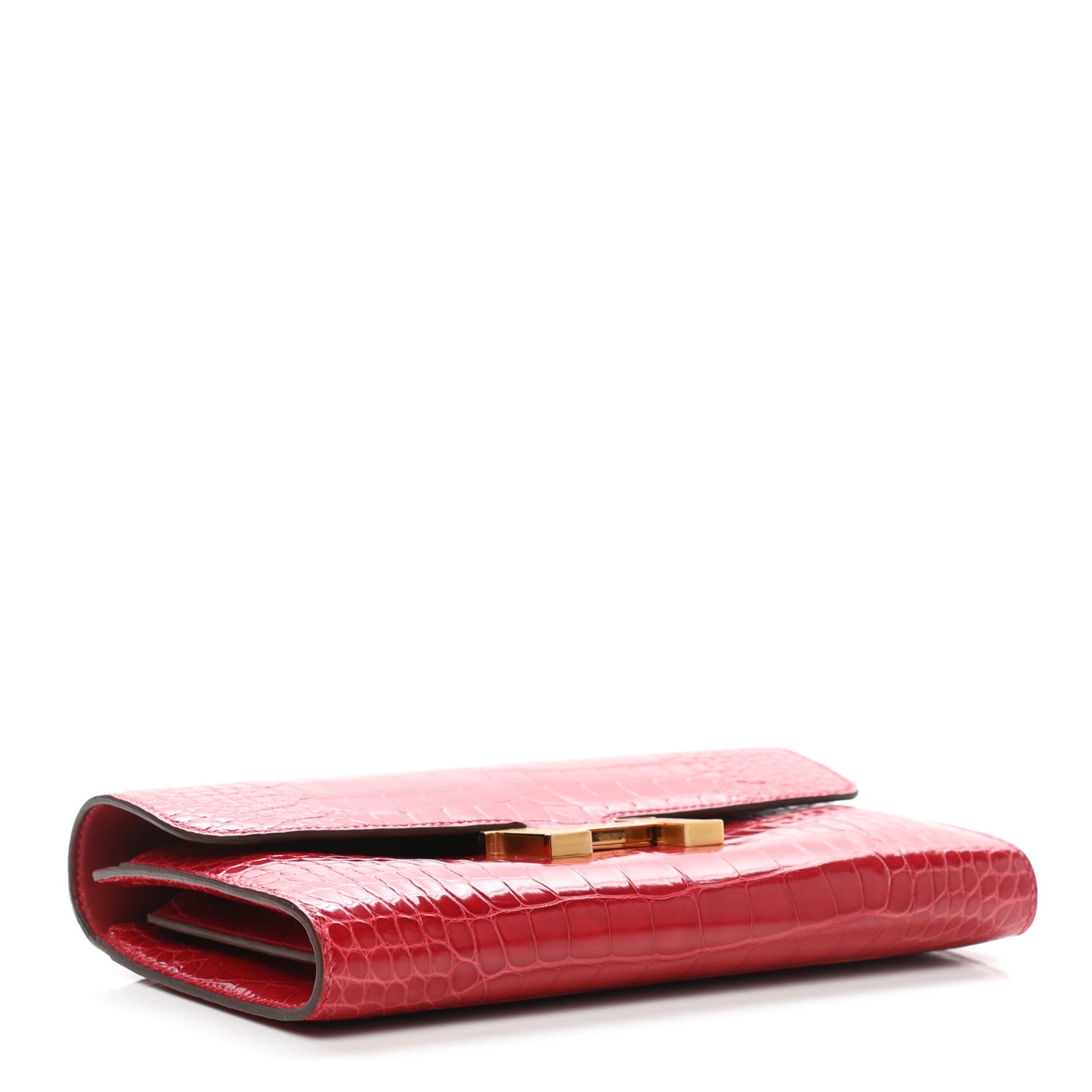 Shiny Alligator Constance Long Wallet Rouge Vif