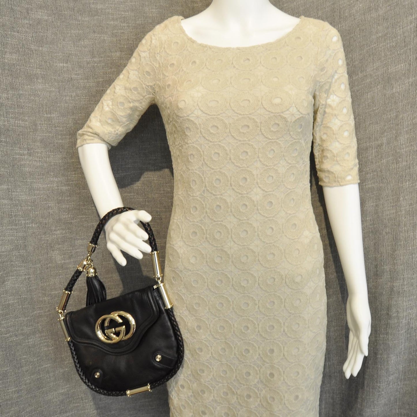 Leather Britt Tassel Shoulder Bag Black