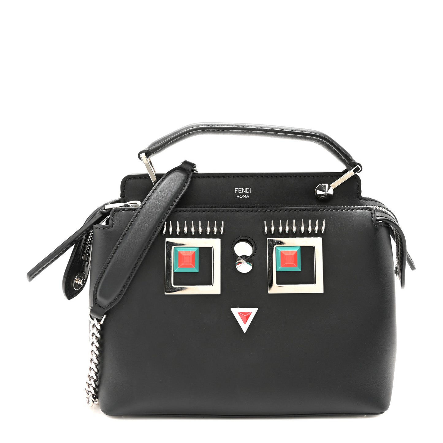 Vitello Baltico Hypnoteyes Studded Small Dotcom Click Chain Satchel Black