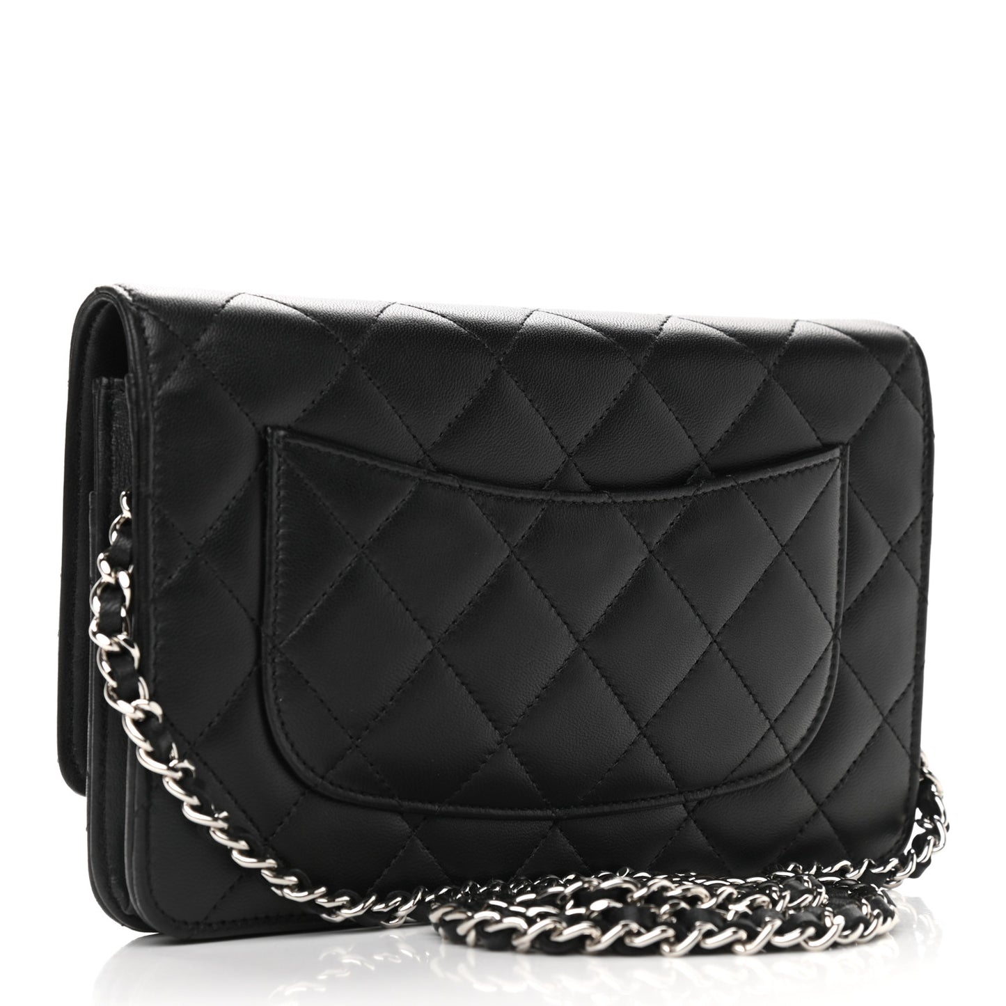 Lambskin Quilted Wallet On Chain WOC Black