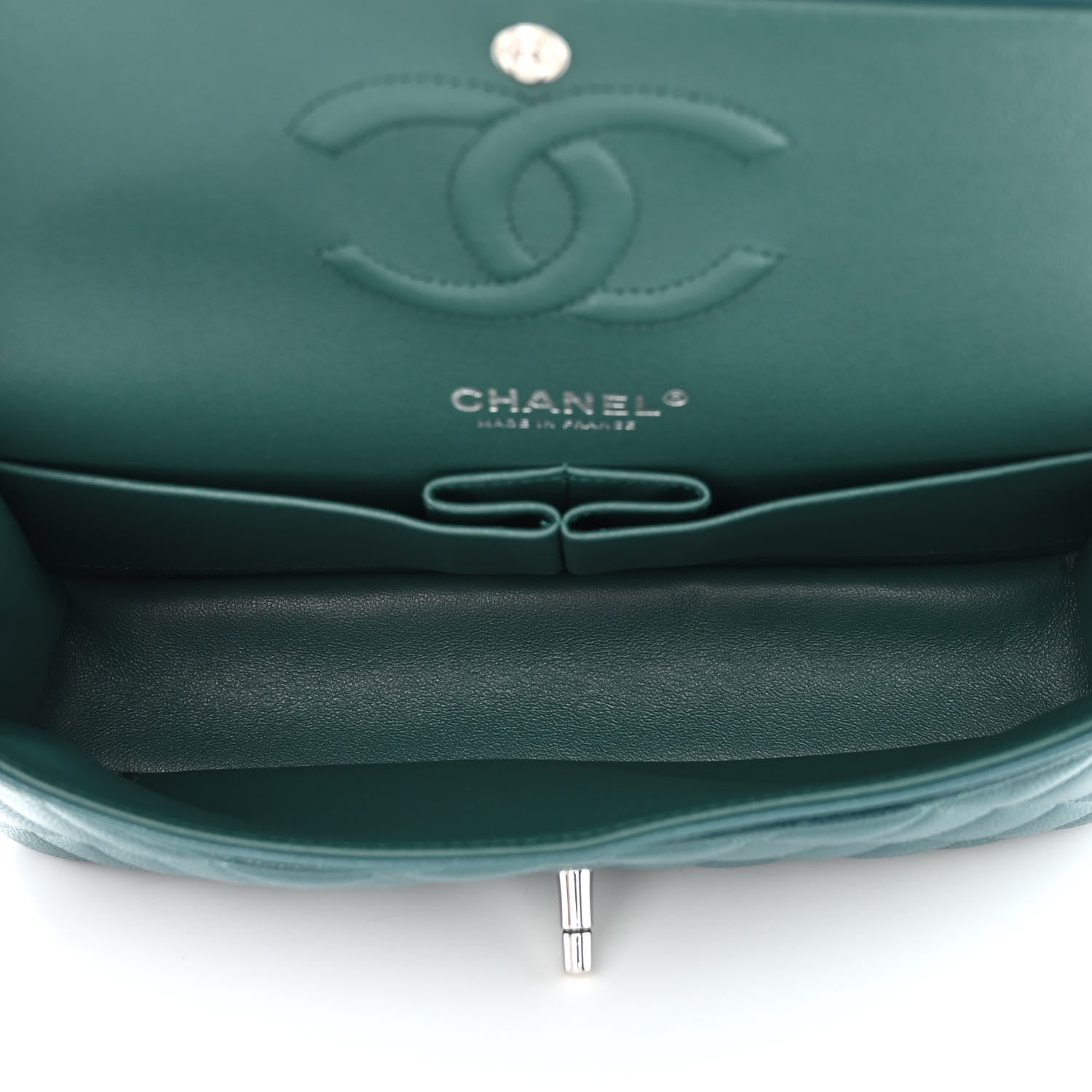 Chanel Caviar Quilted Medium Double Flap Dark Turquoise 5 of 12