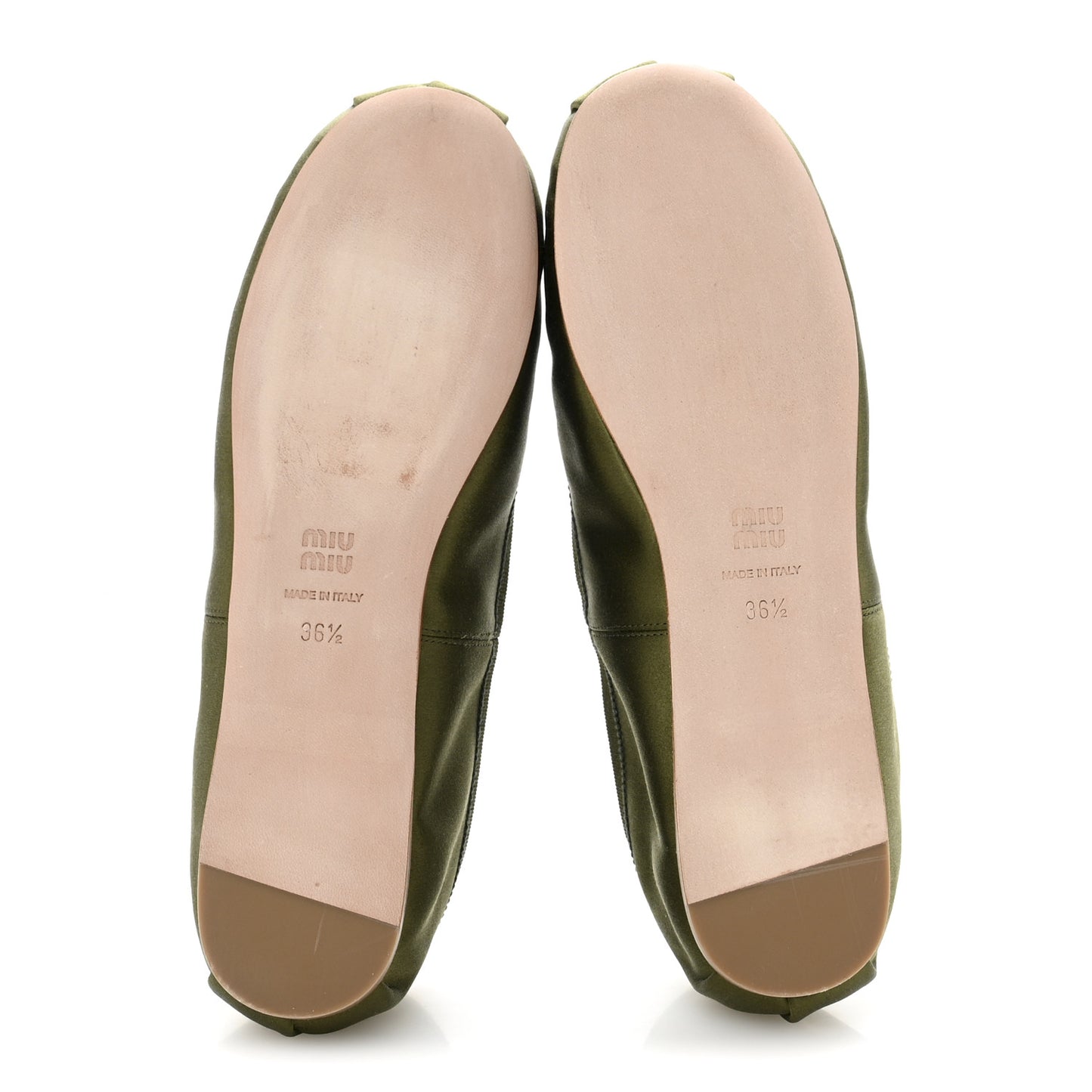 Satin Ballerina Flats 36.5 Oliva