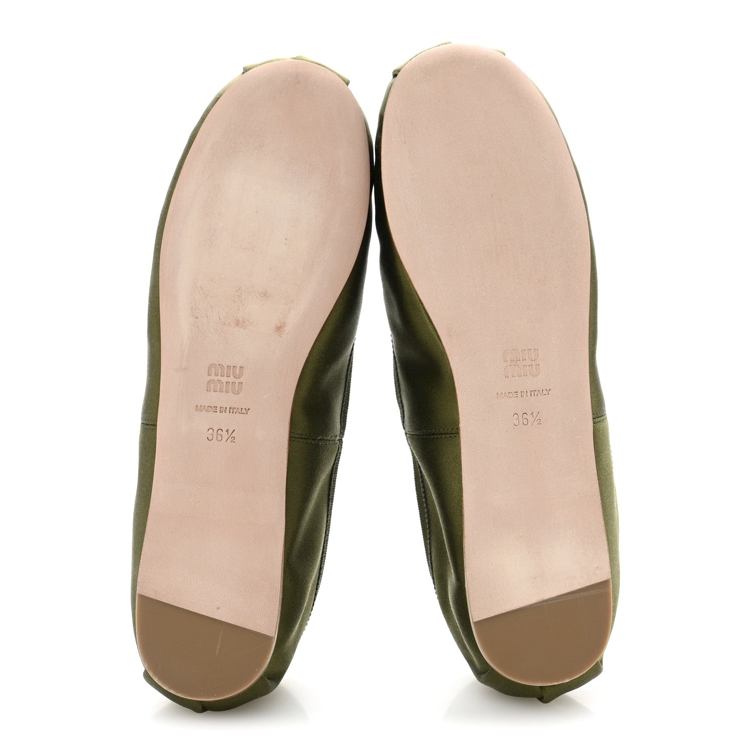 Miu Miu Satin Ballerina Flats 36.5 Oliva 6 of 10