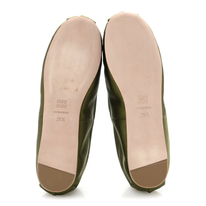 Miu Miu Satin Ballerina Flats 36.5 Oliva 6 of 10