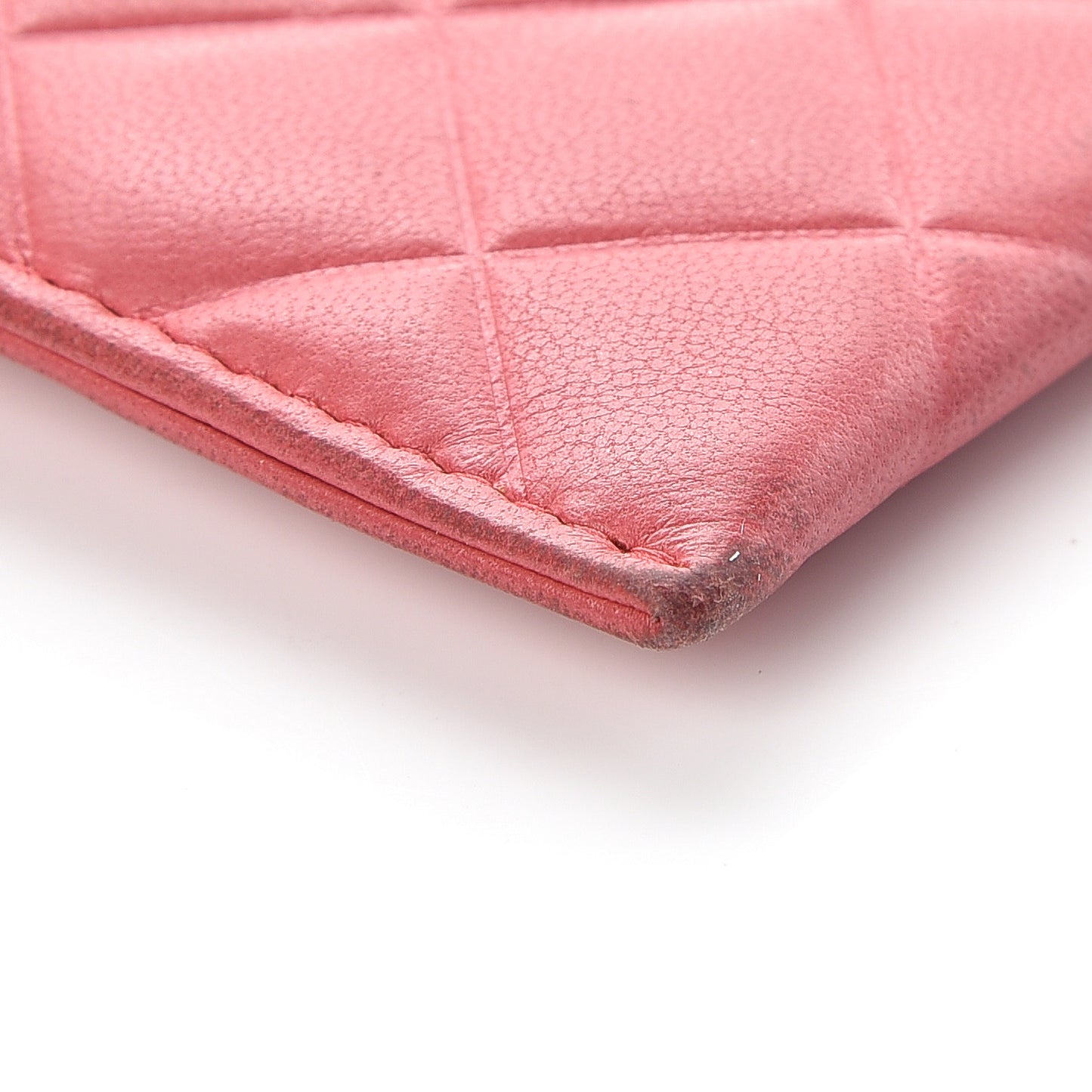 Lambskin Quilted Diamond CC Card Holder Red