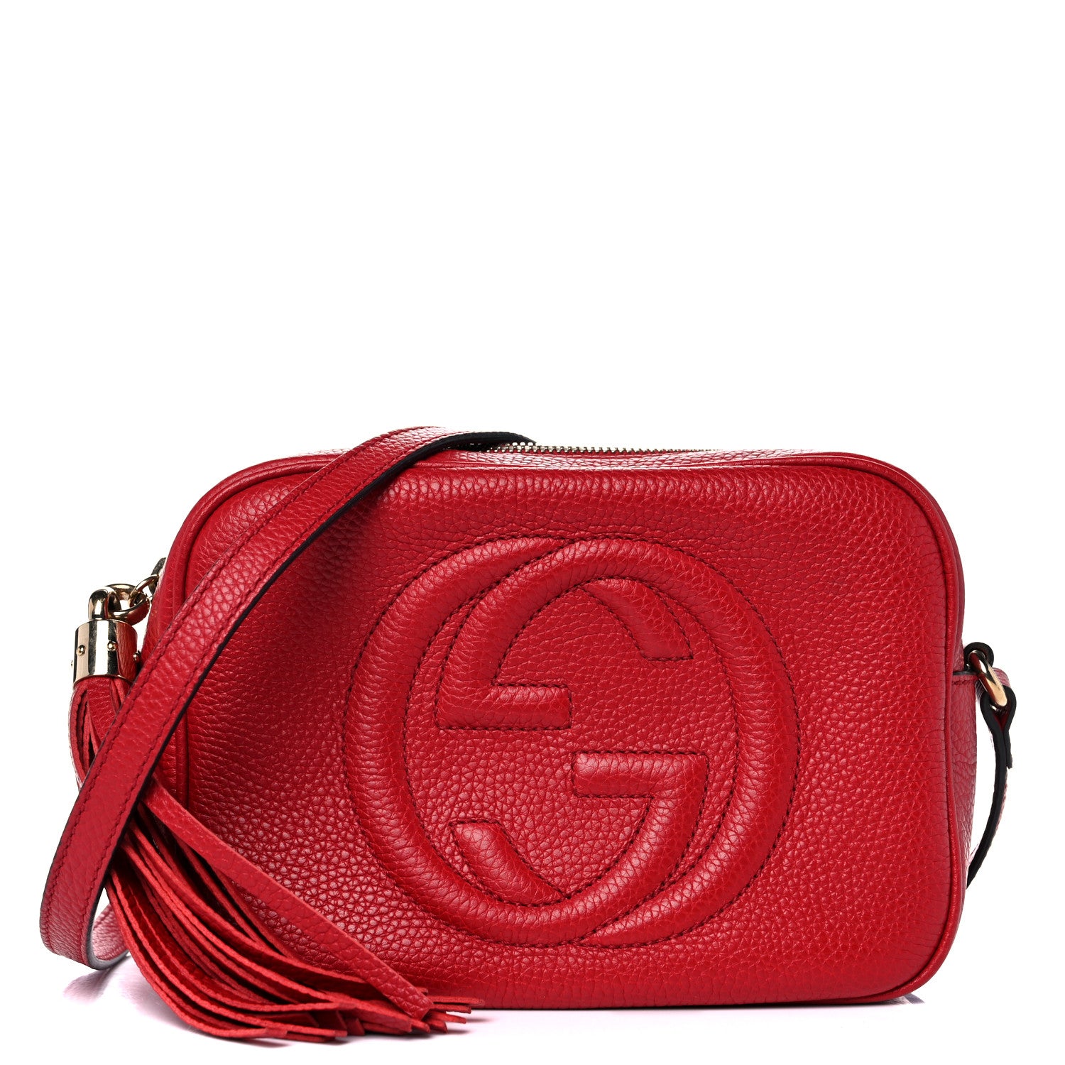 Gucci Pebbled Calfskin Small Soho Disco Bag Tabasco Red 2 of 31