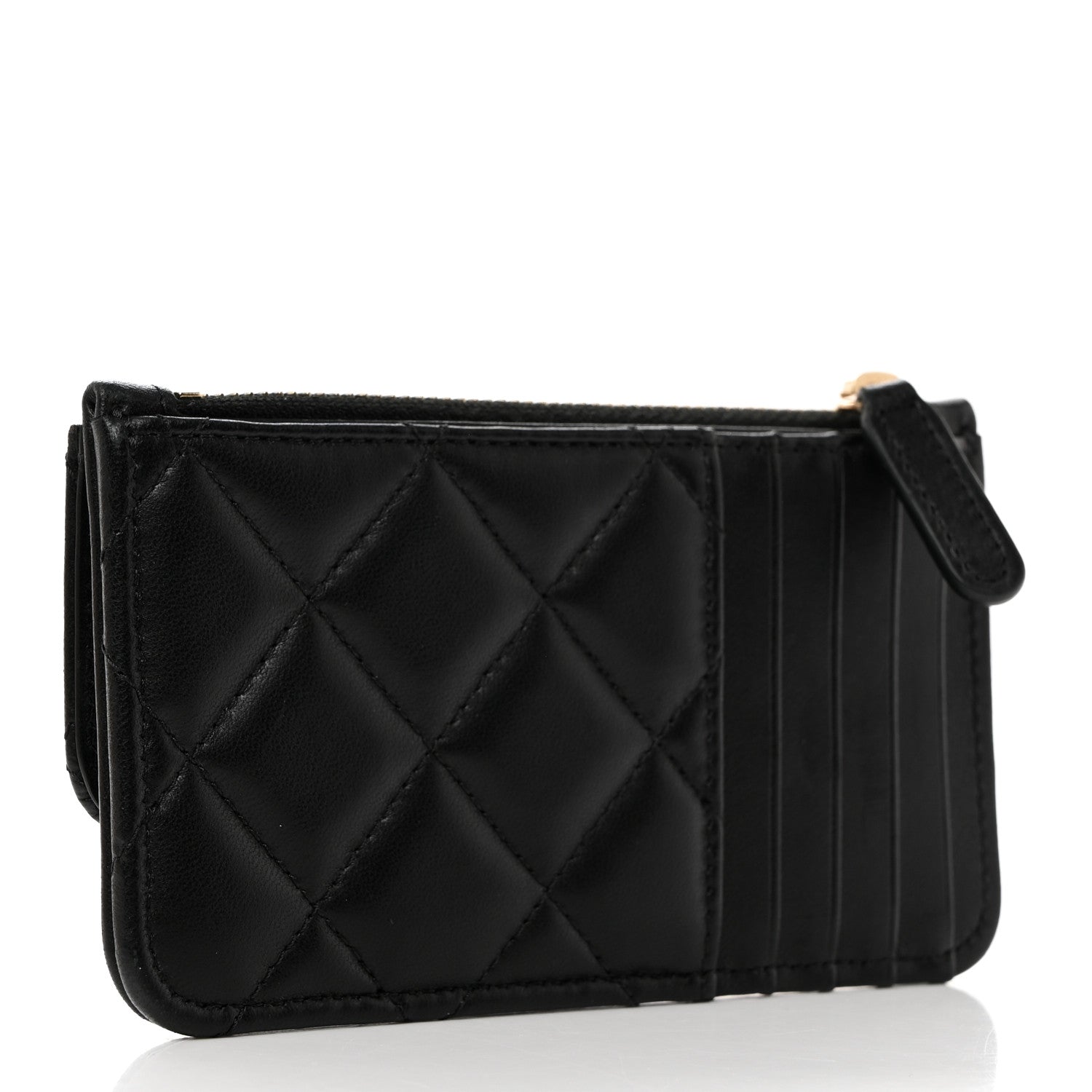Chanel Lambskin Quilted Flap Zip Card Holder Black 3 of 7