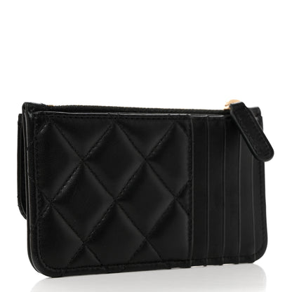 Chanel Lambskin Quilted Flap Zip Card Holder Black 3 of 7