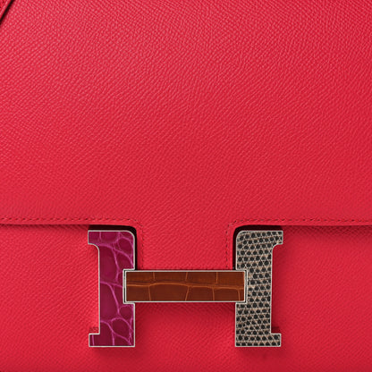 Hermes Epsom Shiny Alligator Lizard Constance 24 Rose Extreme Rose Poupre Etru Ombre 7 of 12