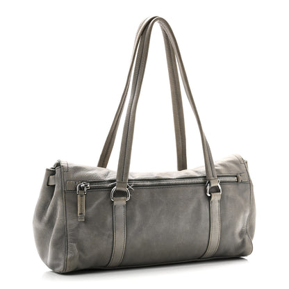 Prada Cervo Antik Easy Foldover Pushlock Satchel Grey 3 of 9