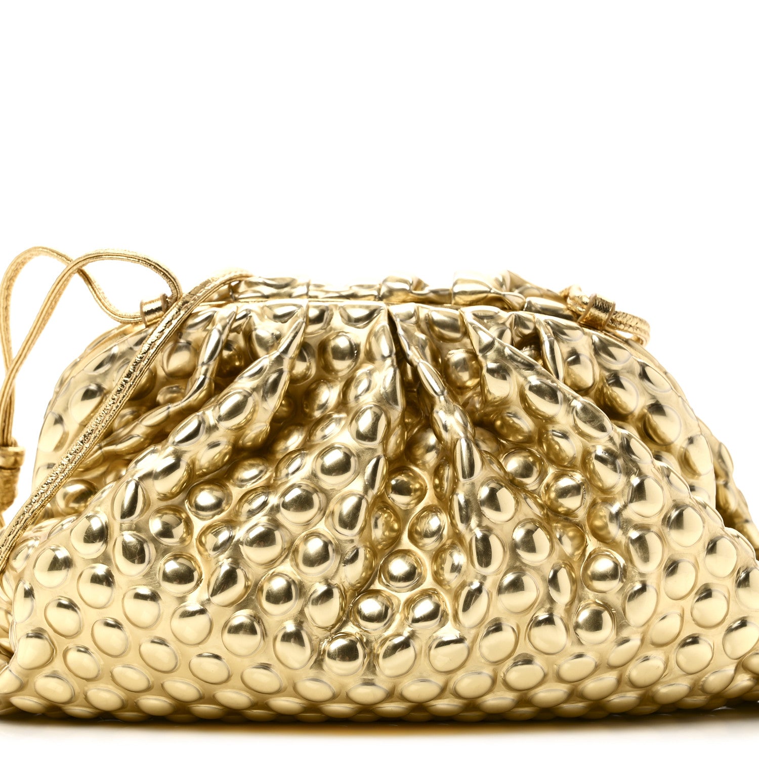 Bottega Veneta Metallic Fabric Bubble Wrap The Mini Pouch Gold 7 of 9