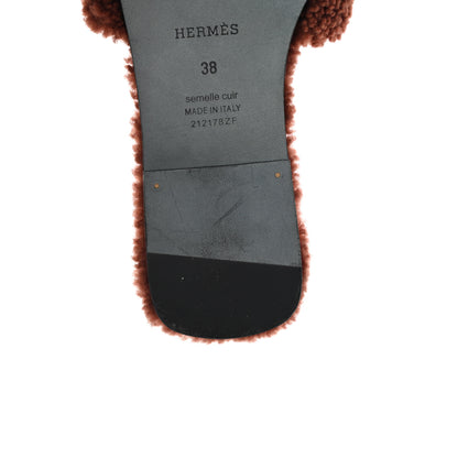 Hermes Woolskin Oran Sandals 38 Cognac 11 of 11