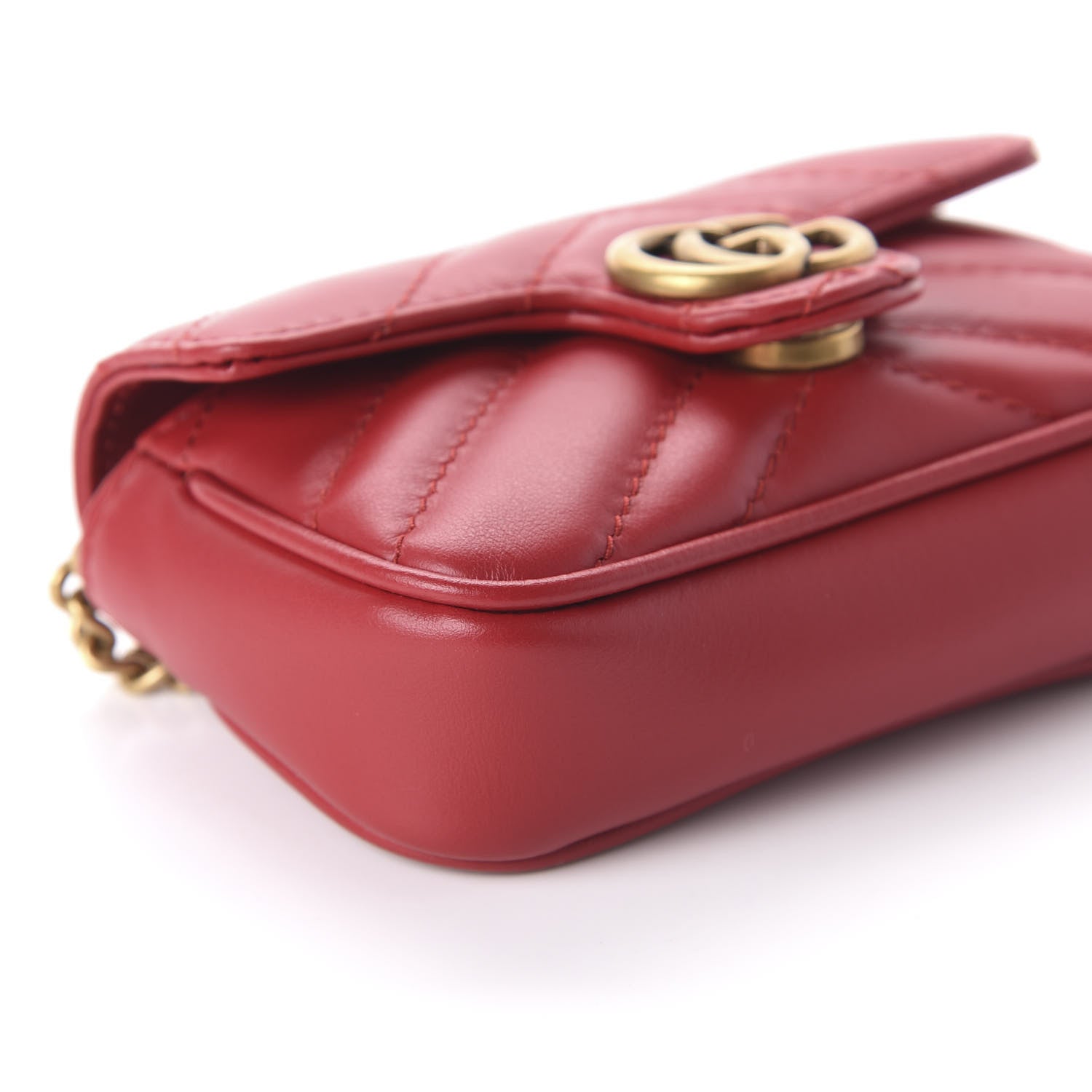 Gucci Calfskin Matelasse GG Marmont 2.0 Coin Purse On A Chain Hibiscus Red 6 of 10