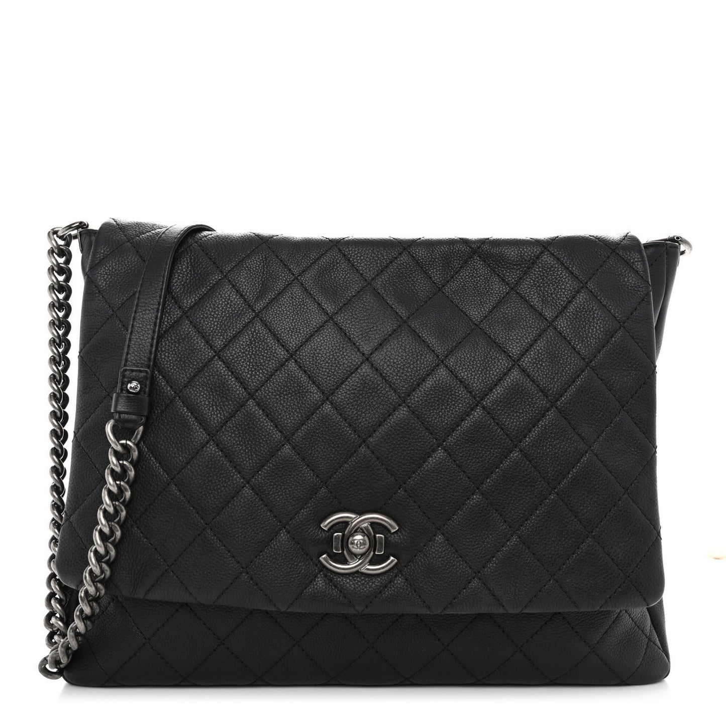 Calfskin Quilted Couture Messenger Black